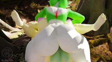 'Gardevoir with her X-shaped wings flutters in the middle of a rainy night, her wet skin glistening under the streetlights as she moans in pleasure.'