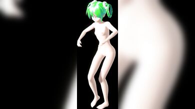 Green-haired Hatsune Miku naked dancing to vocaloid popipo song in explicit MMD 3D hentai porn!