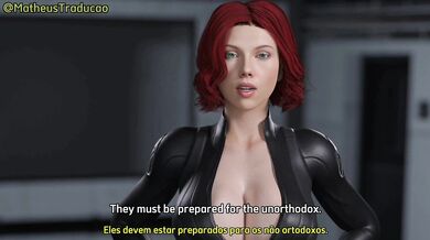 Black Widow's Shaved Vagina Gets Fingered by a Trio of Horny Men in Brazilian Sex Romp