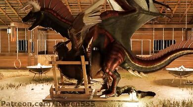 Dragon Banging Gryphon in the Stable - Raven's Orgy