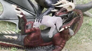 Tigeman Gets Double Teamed By Two Dragon Dicks - (Raven555)