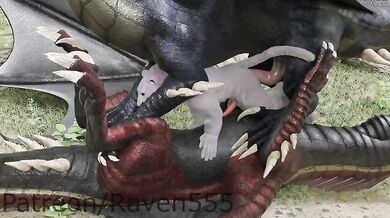 Tigeman Gets Double Teamed By Two Dragon Dicks - (Raven555)