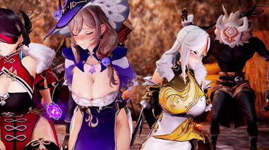 Big Boobed Bouncing Beauties in 4K: Beidou, Ningguang, and Lisa in 'Yang Ye'