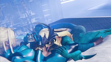 Sexy Space Bounty Hunter Samus Takes On the Aquatic Beauty Nami in a Steamy Lesbian Liaison