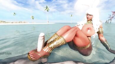 Dragon-fucked by a Rabbit-eared Busty Beauty on the Sandy Shore