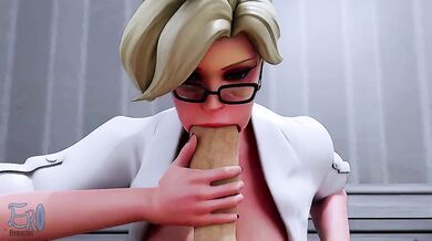 Busty Nurse Mercy Gives Patient a Steamy Blowie