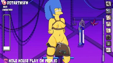 Tied-up Marge Simpson Gets Spanked Hard in the Whole House