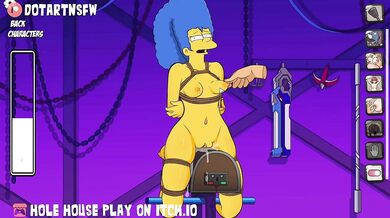Tied-up Marge Simpson Gets Spanked Hard in the Whole House