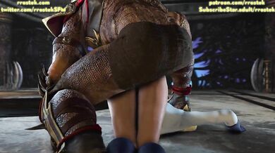 Shao Kahn demolishes Power Girl's vagina from behind