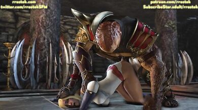 Shao Kahn demolishes Power Girl's vagina from behind