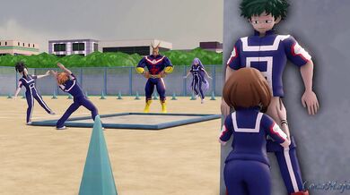 'Deepthroat Mastery: Uraraka Oral-ly Devouring Deku's Cock during Training'