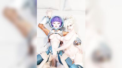 Juno and Mercy Get Together with Overwatch Characters in a Threesome