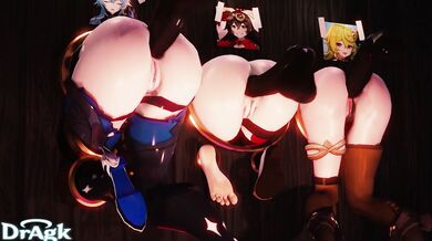 Watch as a group of women get their asses destroyed in this dragon glory hole animation.