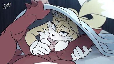 Knuckles receives a deepthroat from Tails
