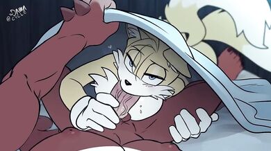Knuckles receives a deepthroat from Tails