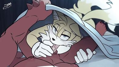 Knuckles receives a deepthroat from Tails