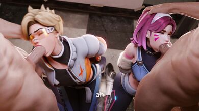 Tracer and D.Va's Lesbian Threesome Erotic Adventure: Part One