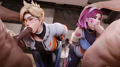 Tracer and D.Va's Lesbian Threesome Erotic Adventure: Part One