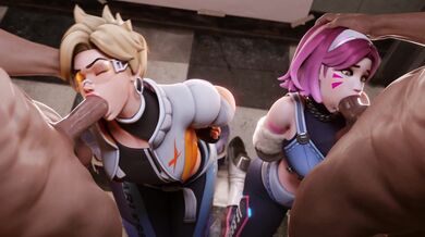 Tracer and D.Va's Lesbian Threesome Erotic Adventure: Part One