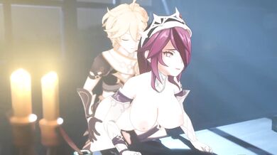 Cumming With Genshin Impact And Rosaria, Aether Doggy Style Oldstump