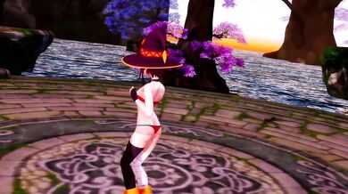 Uncensored MMD Hentai Video: AOA's Excuse Me with Busty Megumin