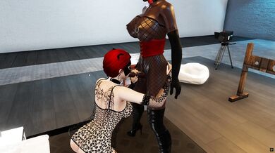 'The Black Futa Slave Pleasures His Mistress' Cock After Sucking White Cum From Her Pussy'
