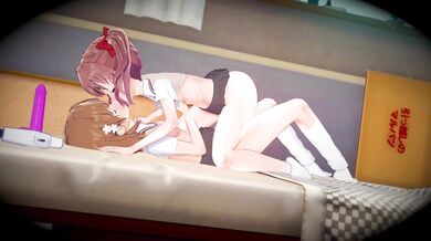 'Misaka and Kuroko, bending over for a bottomless kiss with M171'