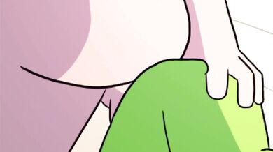 'Peridot's hard nipples rub against Amethyst's chest as they make passionate love.'