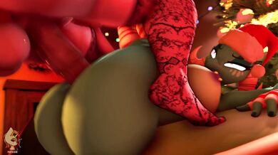 Rewritten as: "Sexy elf meets horny reindeer on Christmas Eve"
