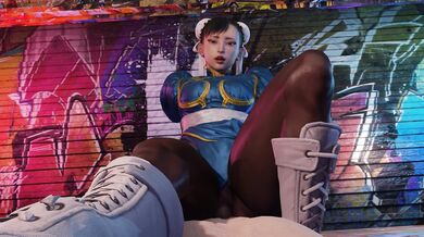 The lazy procrastinator's fantasy fulfilled as Chun-Li takes charge and mounts her opponent, dominating their sexual encounter on top.