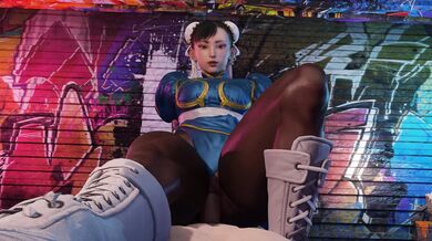 The lazy procrastinator's fantasy fulfilled as Chun-Li takes charge and mounts her opponent, dominating their sexual encounter on top.