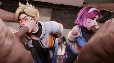 Tracer and D.Va Get It On in 'TheCount's' Hentai Intro