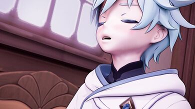 Blowjob Bliss with a Chongyun X Venti Coffee Mixer in Zero3D Animation