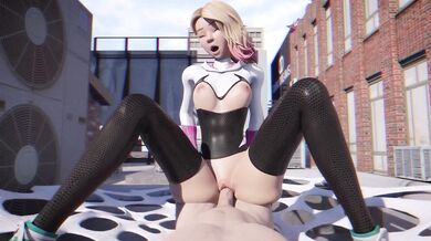 Sexy Gwen Stacy Gets Pounded with Cream in Every Hole!