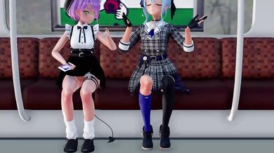 Exchanging Sweet Pleasures with Suisei and Towa in 'ishuK_MMD'