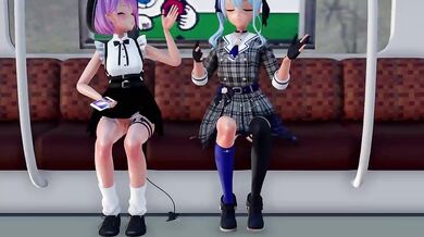 Exchanging Sweet Pleasures with Suisei and Towa in 'ishuK_MMD'
