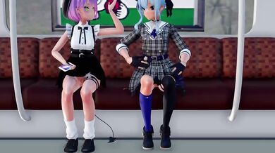 Exchanging Sweet Pleasures with Suisei and Towa in 'ishuK_MMD'