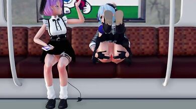 Exchanging Sweet Pleasures with Suisei and Towa in 'ishuK_MMD'