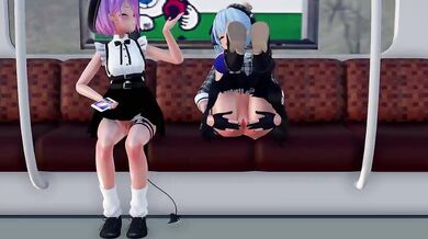 Exchanging Sweet Pleasures with Suisei and Towa in 'ishuK_MMD'