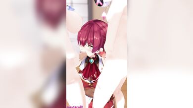 Blowjob on the Beach! Marine and FuwaMoco Suzutaro3D.