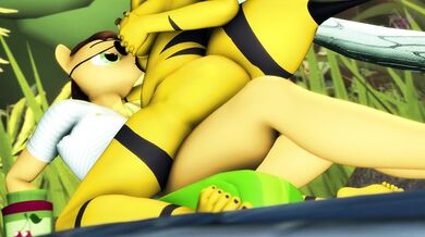 MILF Gets Fucked By A Giant Bee In The Backyard