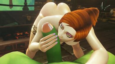 The Green Cock Licked By Assumi's Tongue