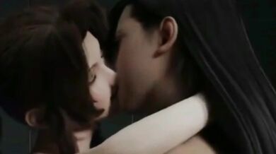 'Tifa and Aerith, the ultimate lesbian lovers, heat up the bathroom with their passionate fuck session.'