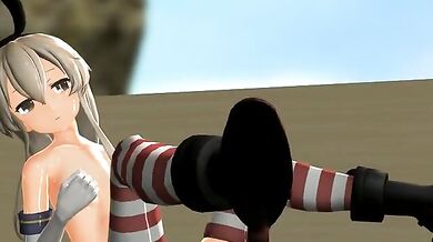 Fucking Shimakaze's Invisible Body in MMD Pov