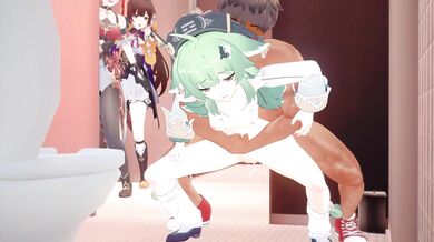 A woman with a long tail lures a man into her trap, and they have wild sex in an alien world.