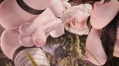 The Double Penetration of Kaine and 2B by Blackjr's Massive Cocks