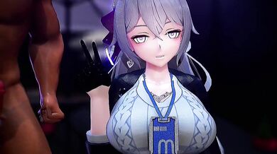 18 year old Bronya's first anal sex experience at the Hentai Music Video store!