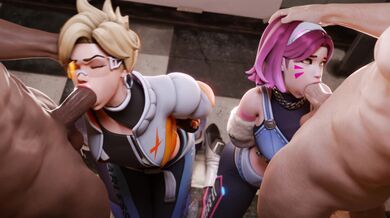 Tracer & D.Va Part 1 [TheCount][NO WM] - Lesbian Lovers Take On Each Other's Butts With Pleasure