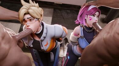 Tracer & D.Va Part 1 [TheCount][NO WM] - Lesbian Lovers Take On Each Other's Butts With Pleasure