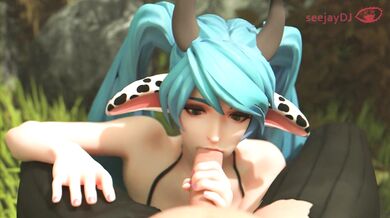 Forest Fuck Fest: Sona Gets Banged from Behind while Sucking on a Stiff One (SWAPPING MODELS)